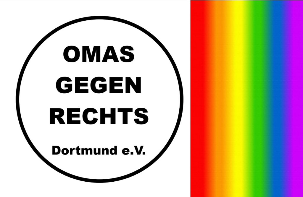 Logo der Omas gegen Rechts Dortmund e.V. mit Regenbogenstreifen.